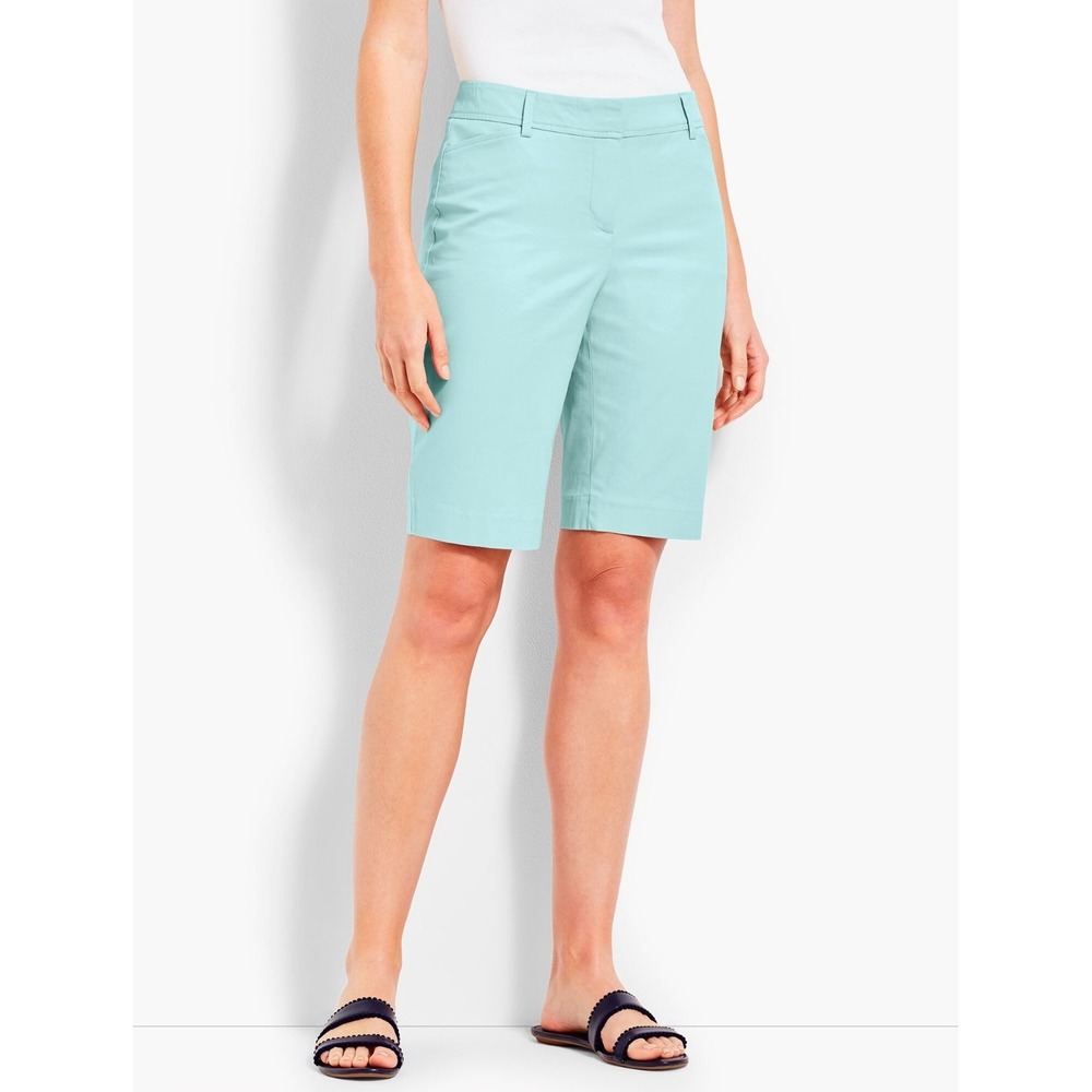 Talbots Chino Shorts Women's Ice‎ Blue Mid Rise Zip Fly Pockets 8.5" Inseam - 4